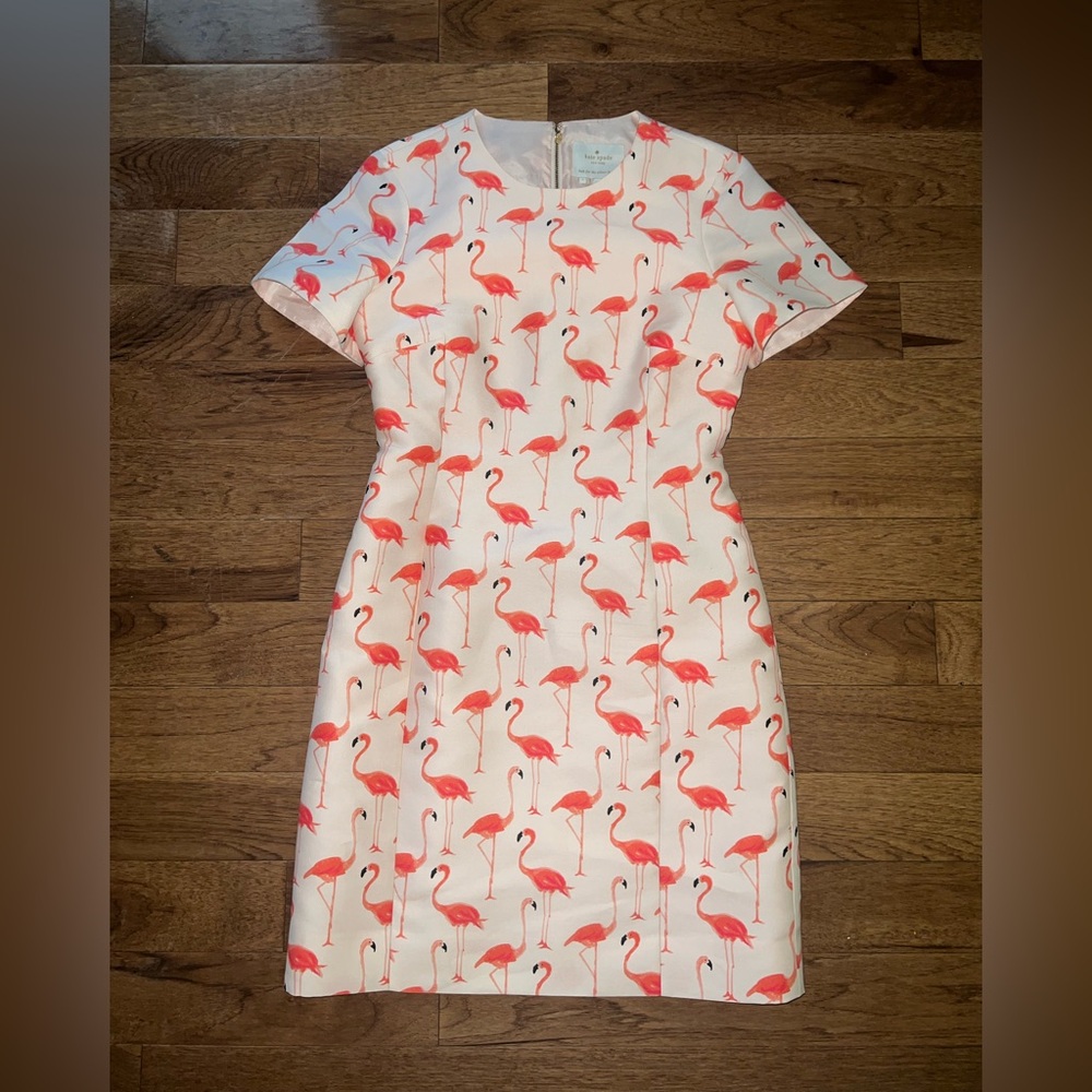 kate spade White Dress with Pink Flamingo Print